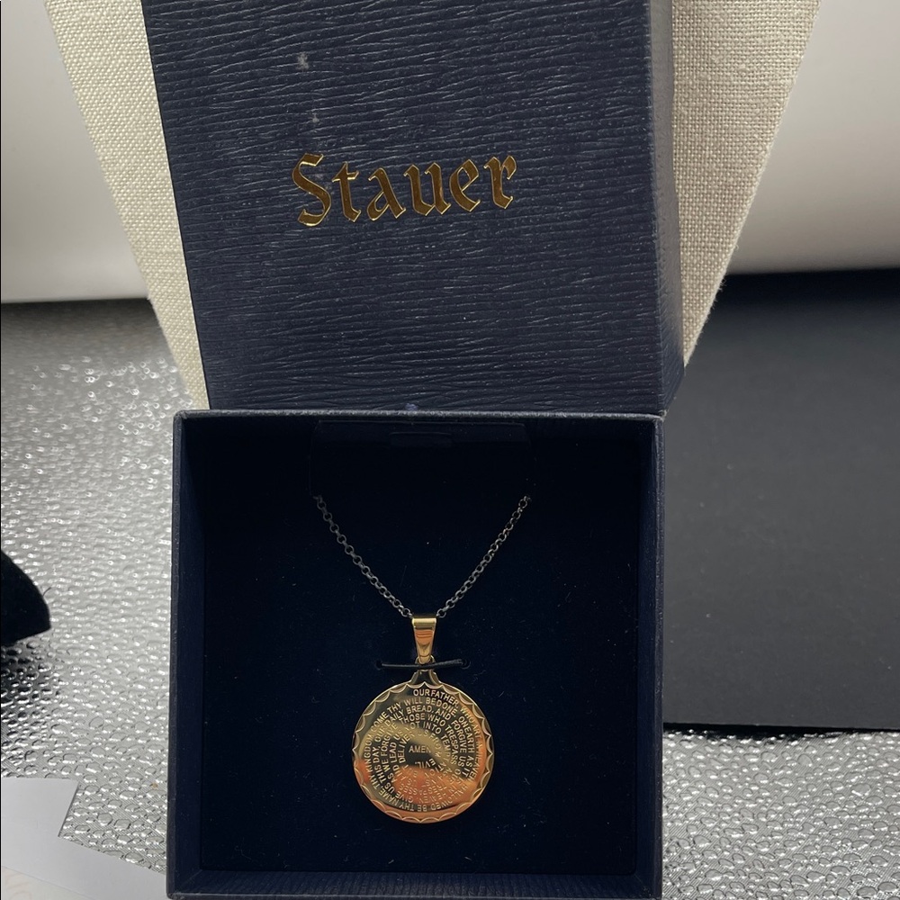 2.12.26.23 NWT Stauer Goldtone Lord’s Prayer Pendant Necklace
